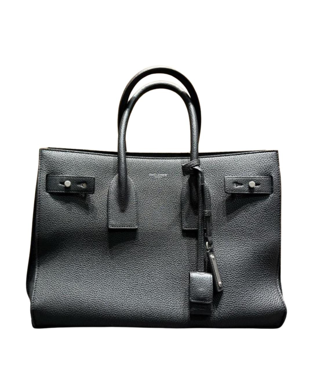 SAINT LAURENT Черная кожаная сумка с короткими ручками, фото 1