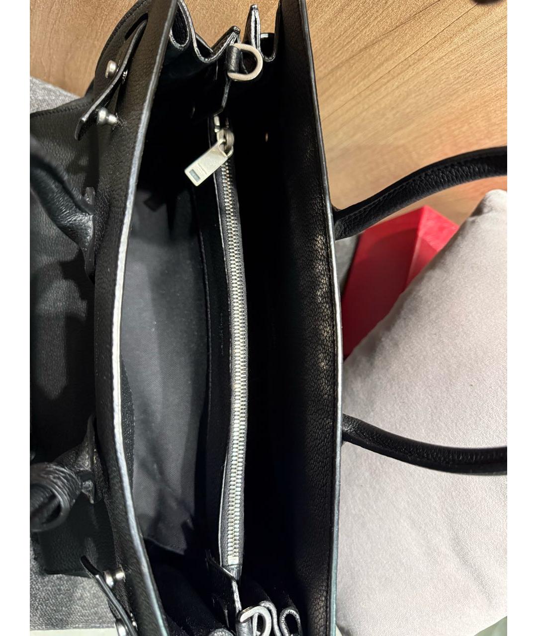SAINT LAURENT Черная кожаная сумка с короткими ручками, фото 4