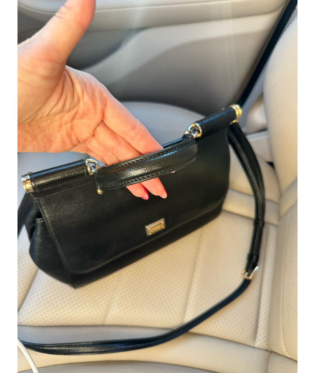 DOLCE&GABBANA Черная кожаная сумка через плечо, фото 3