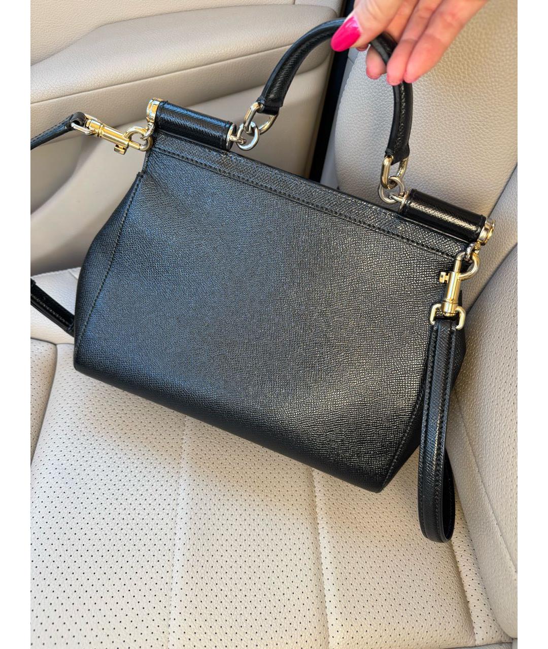 DOLCE&GABBANA Черная кожаная сумка через плечо, фото 4