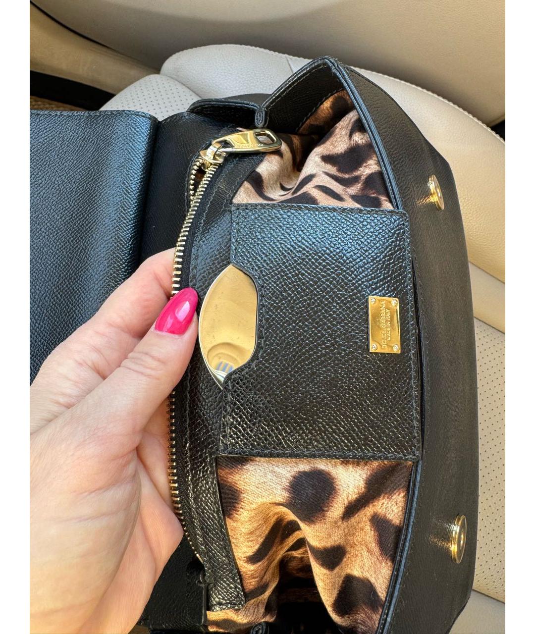 DOLCE&GABBANA Черная кожаная сумка через плечо, фото 6