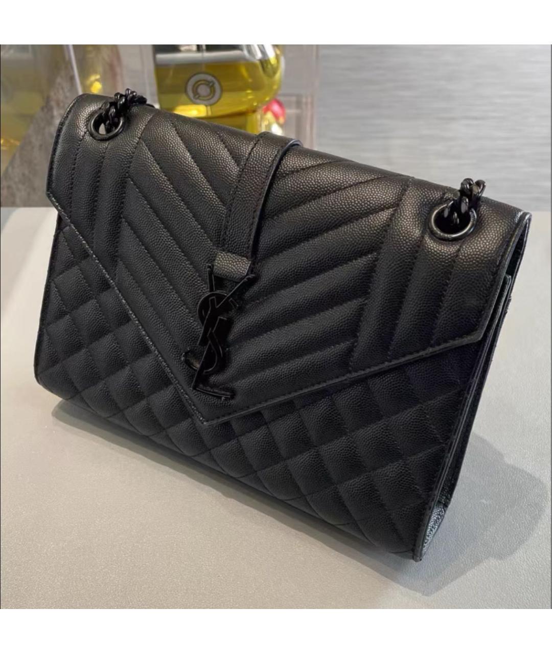 SAINT LAURENT Черная кожаная сумка через плечо, фото 3