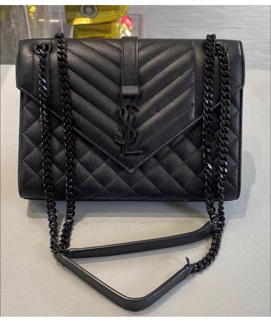 SAINT LAURENT Черная кожаная сумка через плечо, фото 4