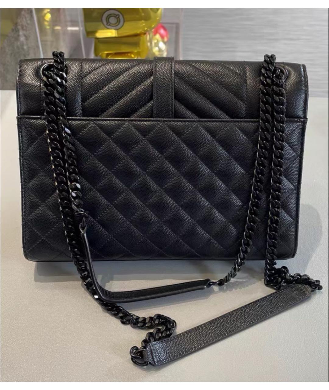 SAINT LAURENT Черная кожаная сумка через плечо, фото 2