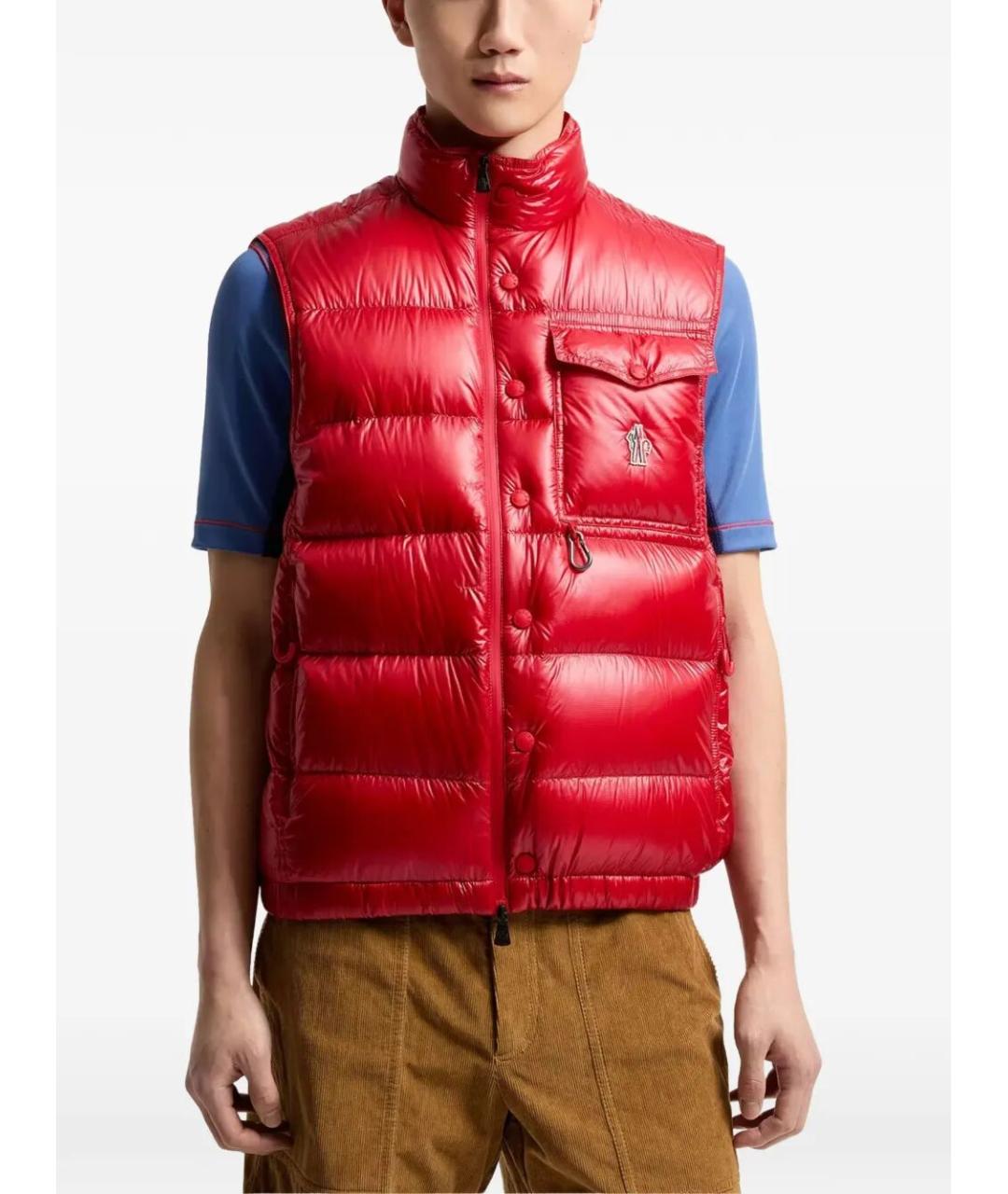 MONCLER Красный полиэстеровый жилет, фото 3