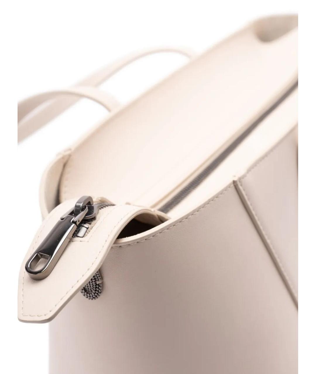 BRUNELLO CUCINELLI Бежевая кожаная сумка тоут, фото 4