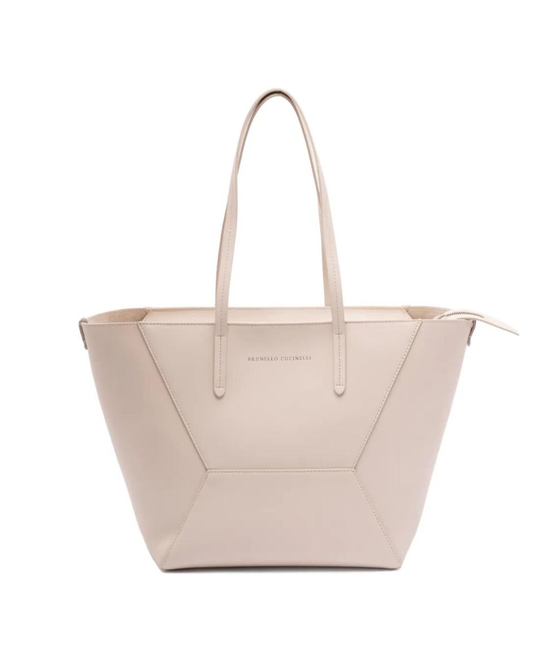 BRUNELLO CUCINELLI Бежевая кожаная сумка тоут, фото 1