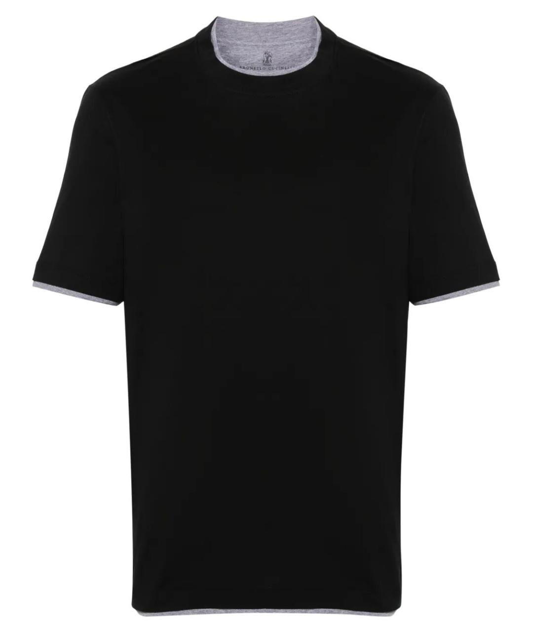 BRUNELLO CUCINELLI Черная хлопковая футболка, фото 1