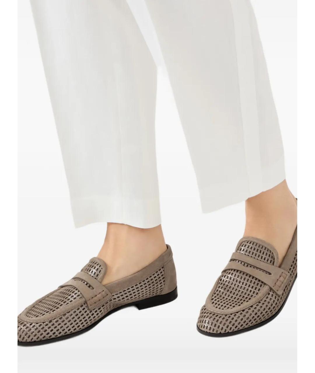 BRUNELLO CUCINELLI Бежевые замшевые лоферы, фото 2