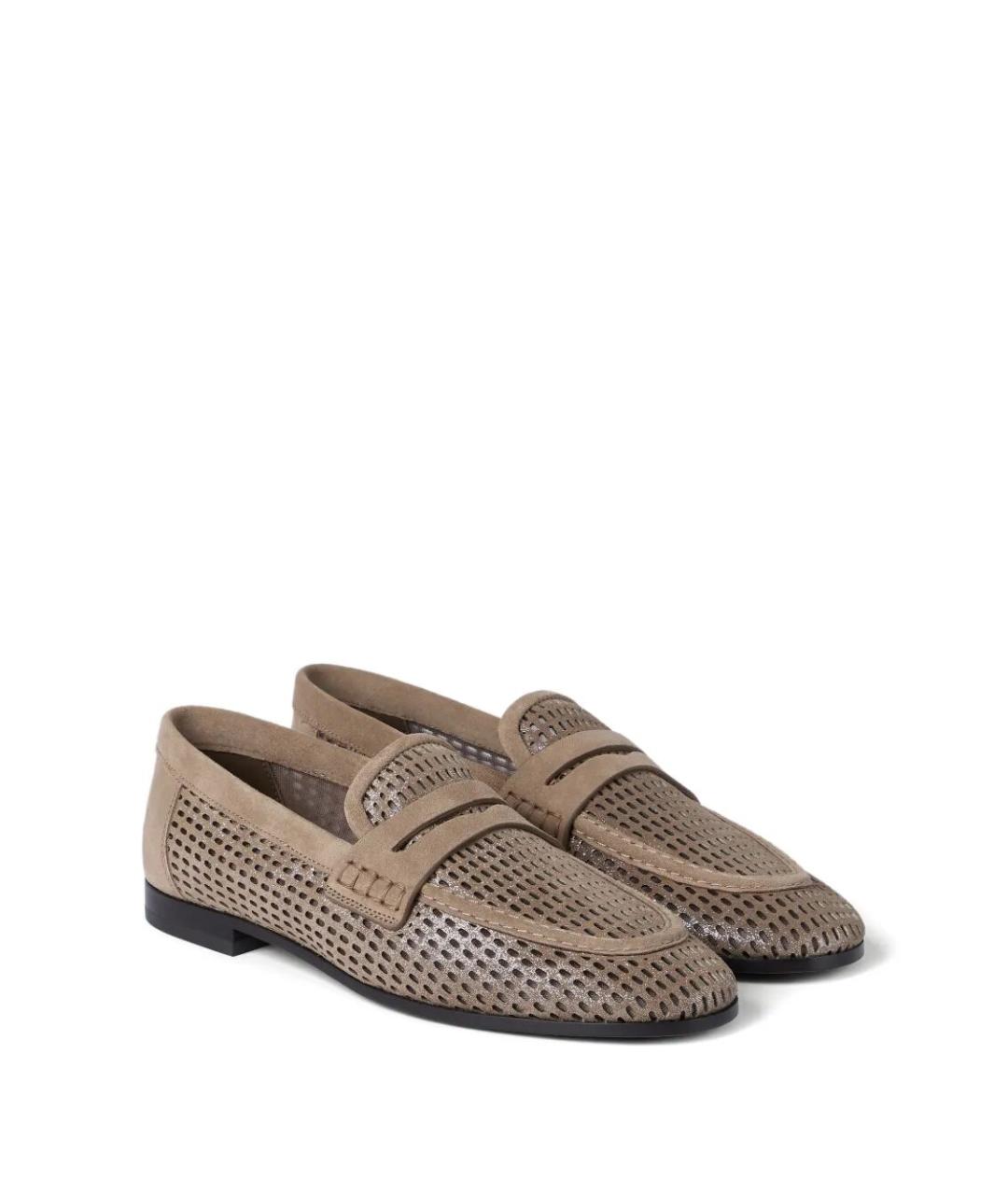 BRUNELLO CUCINELLI Бежевые замшевые лоферы, фото 4