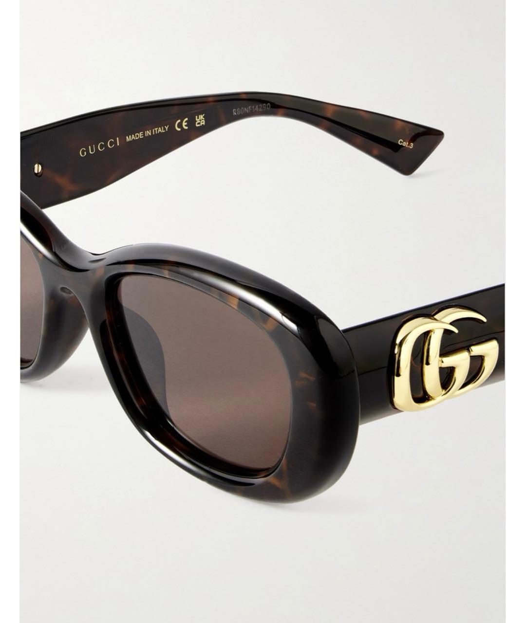 GUCCI Коричневые пластиковые солнцезащитные очки, фото 2