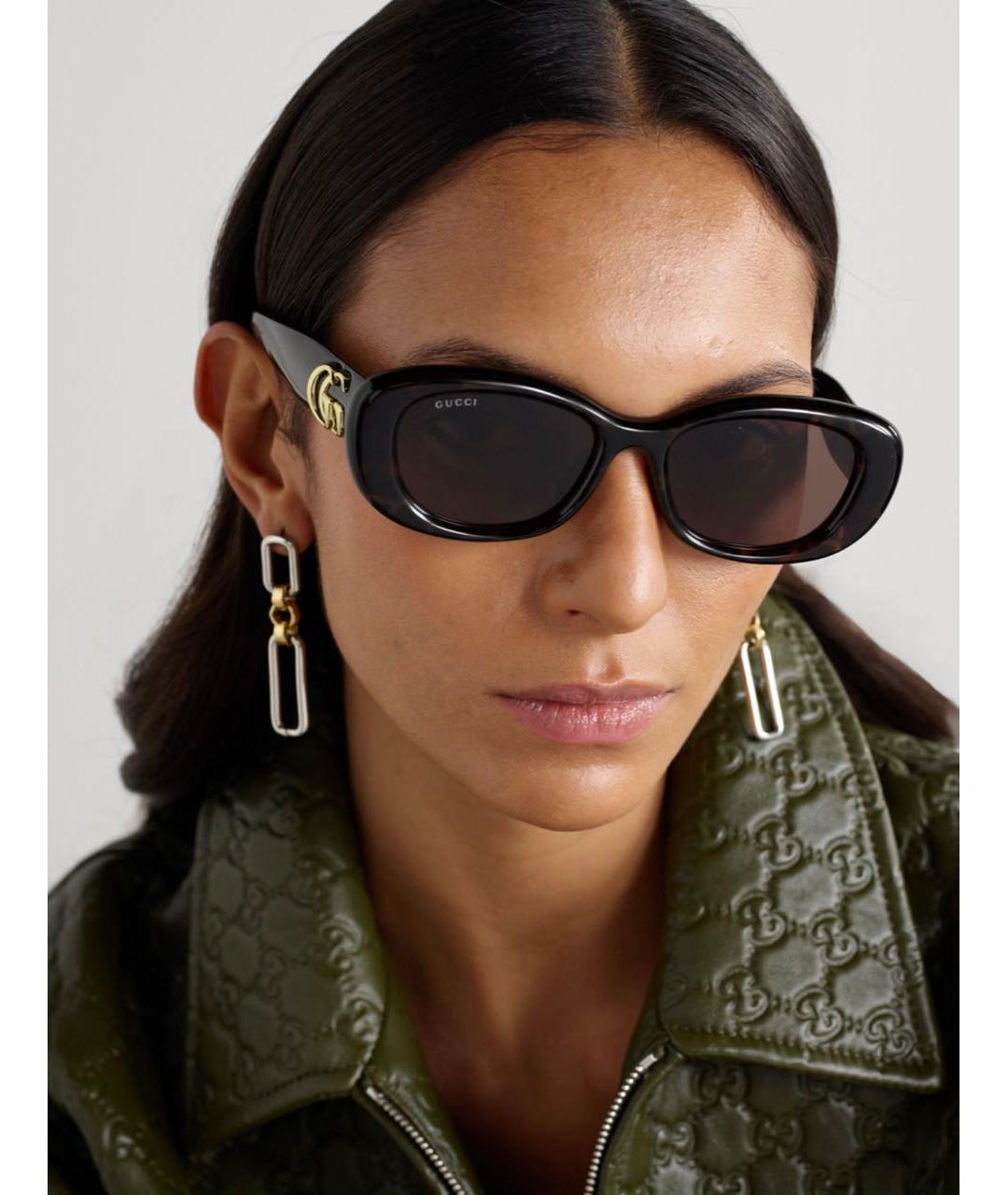 GUCCI Коричневые пластиковые солнцезащитные очки, фото 4