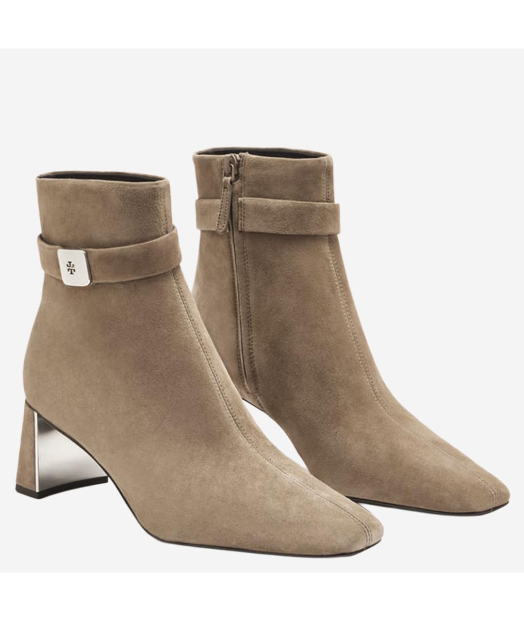 TORY BURCH Бежевые кожаные ботильоны, фото 2