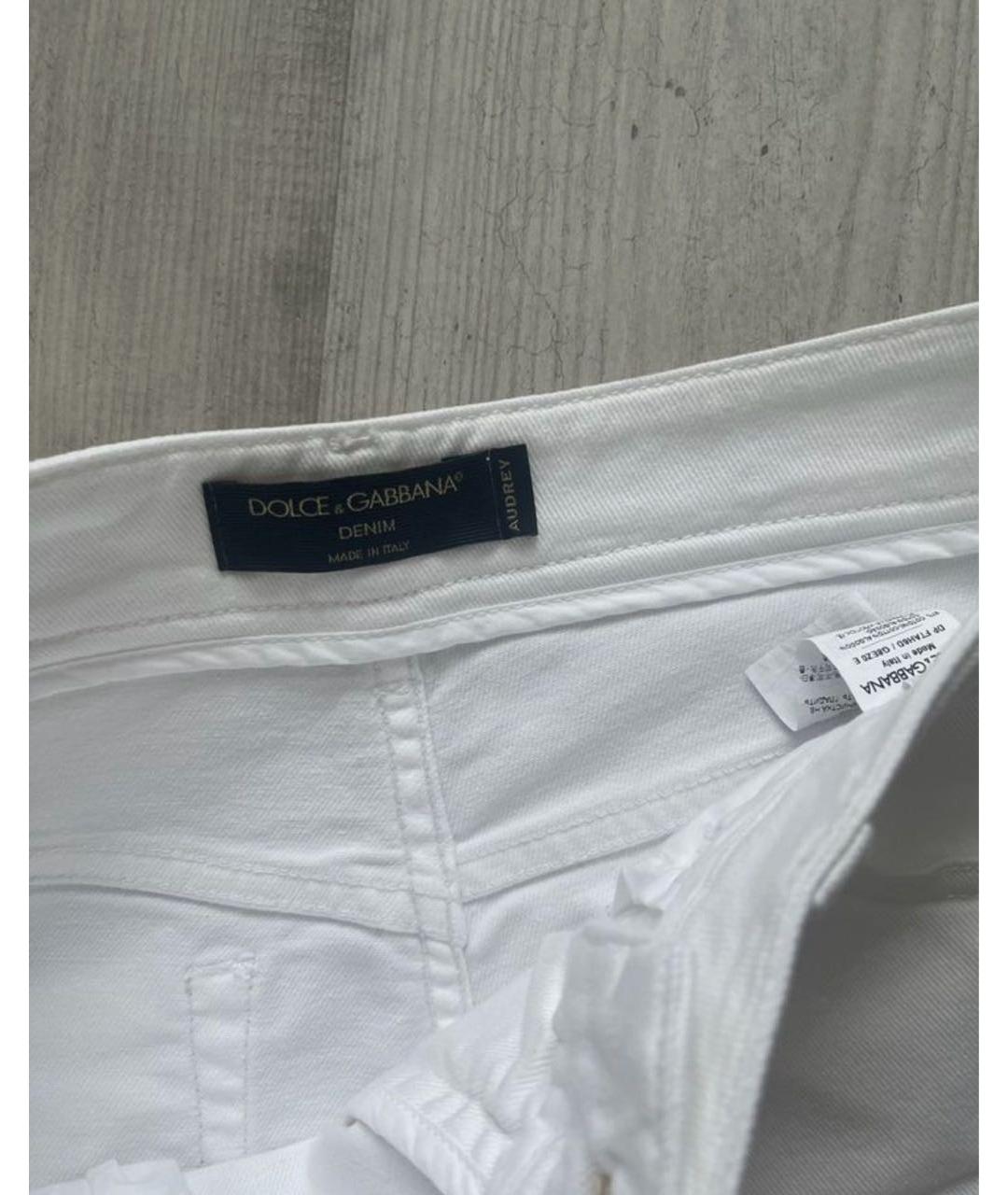 DOLCE&GABBANA Белые хлопковые джинсы слим, фото 5