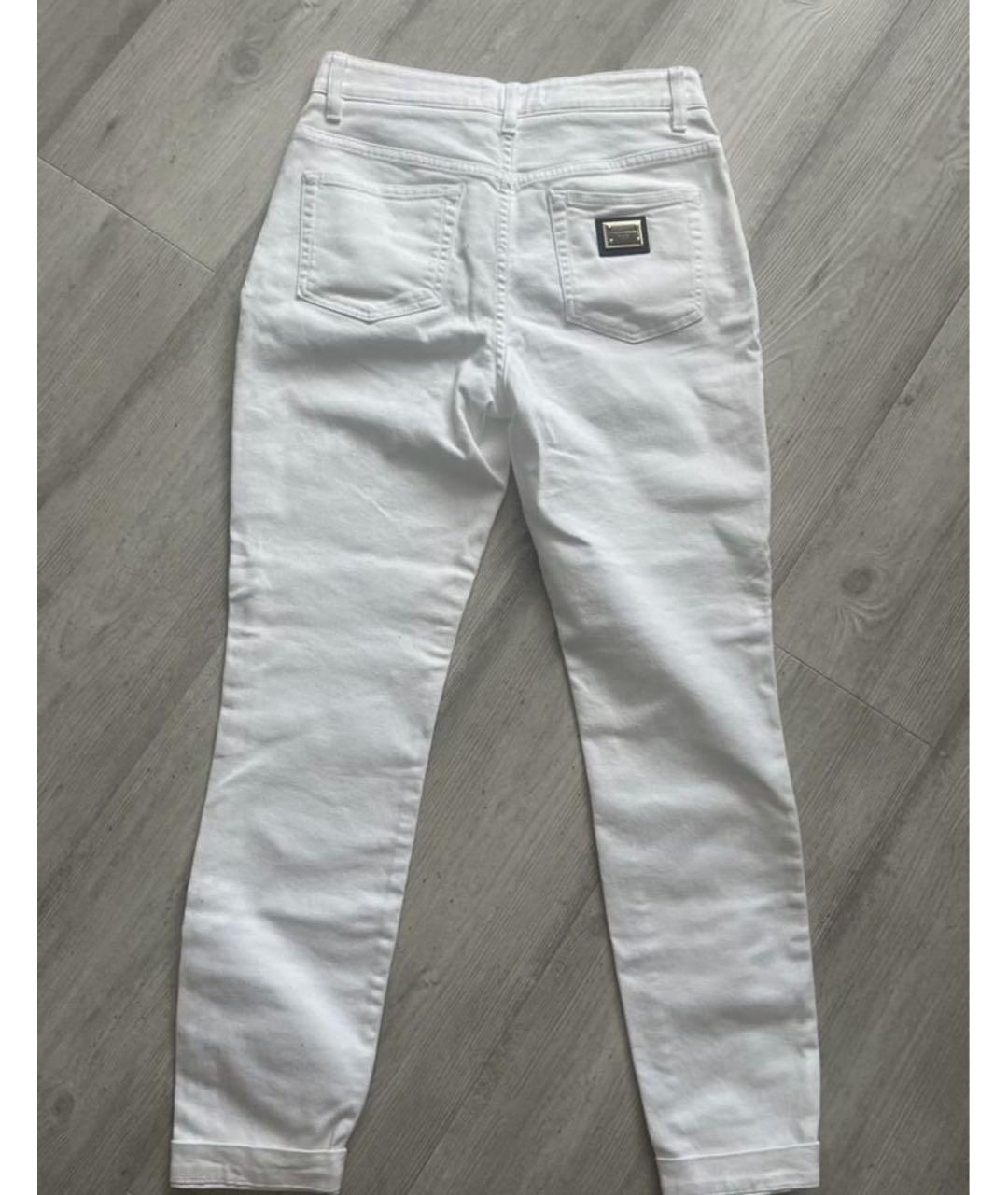 DOLCE&GABBANA Белые хлопковые джинсы слим, фото 2