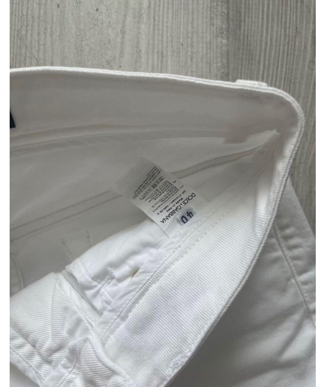 DOLCE&GABBANA Белые хлопковые джинсы слим, фото 3