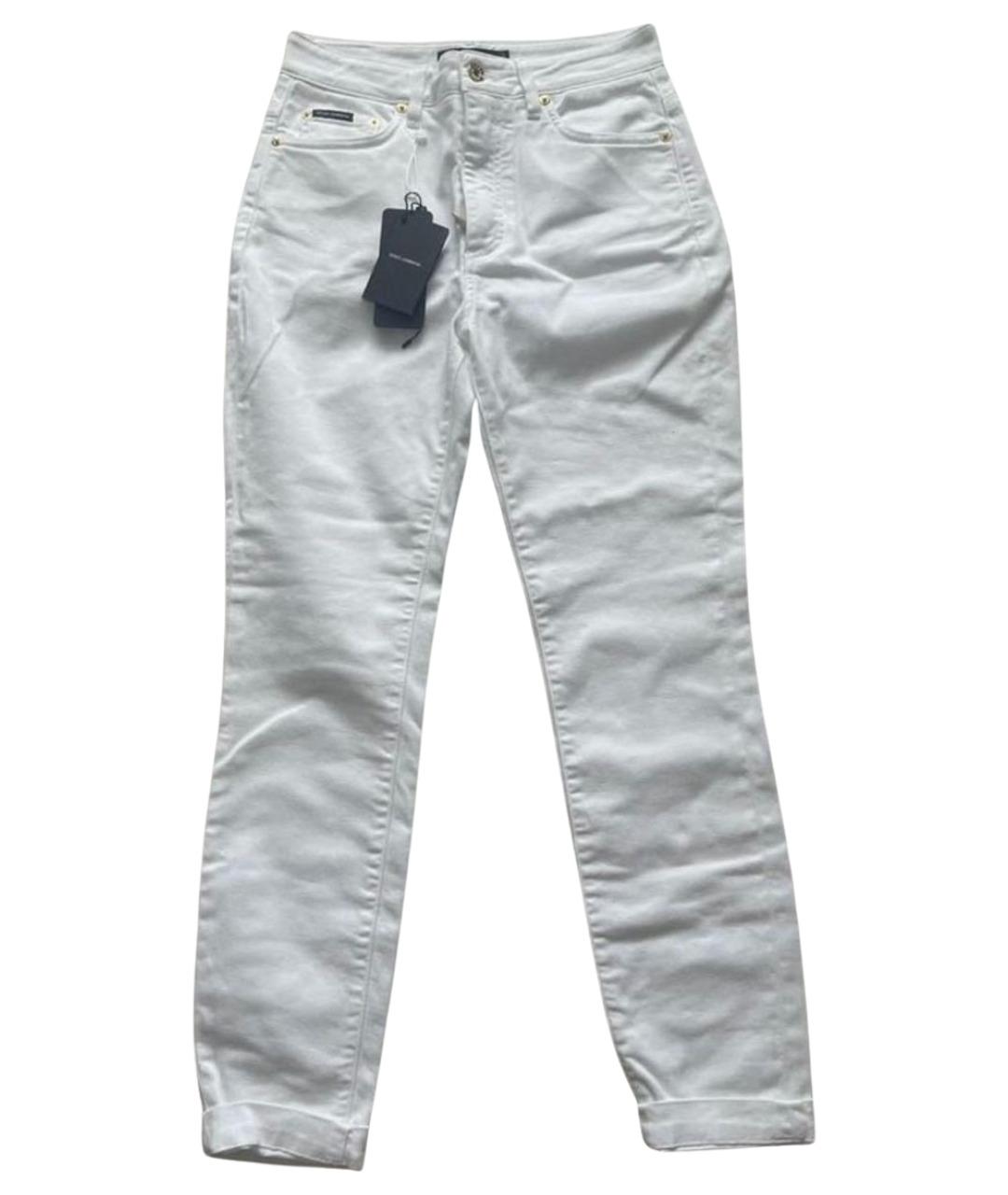 DOLCE&GABBANA Белые хлопковые джинсы слим, фото 1