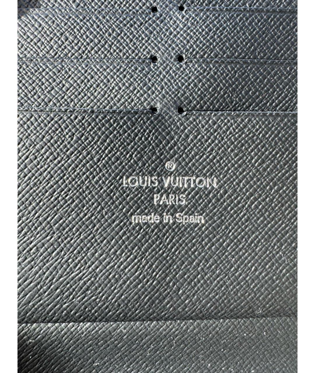 LOUIS VUITTON Черный кожаный кошелек, фото 6