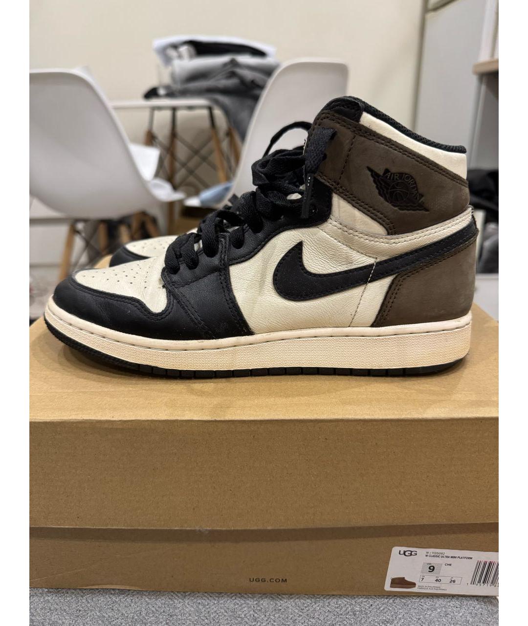 JORDAN Коричневые кожаные кеды, фото 2