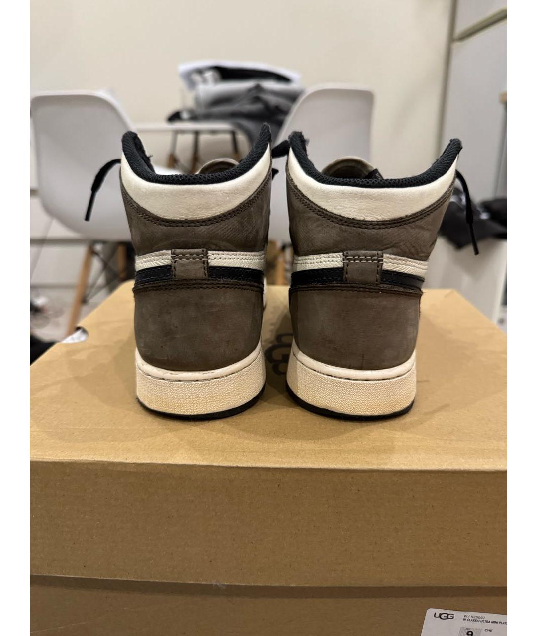 JORDAN Коричневые кожаные кеды, фото 4