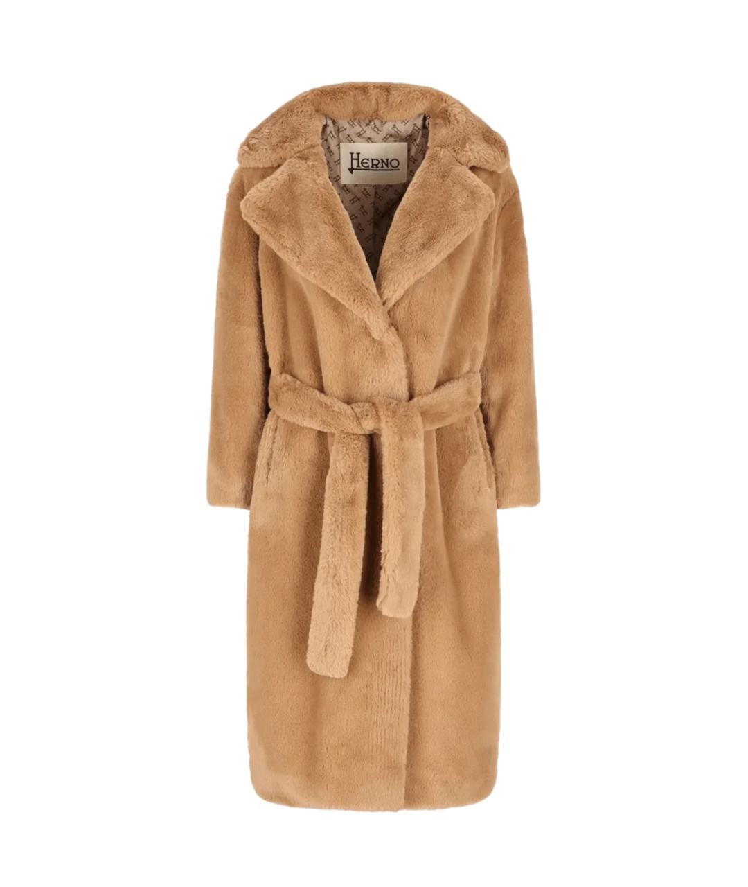 HERNO Коричневое полиэстеровое пальто, фото 1