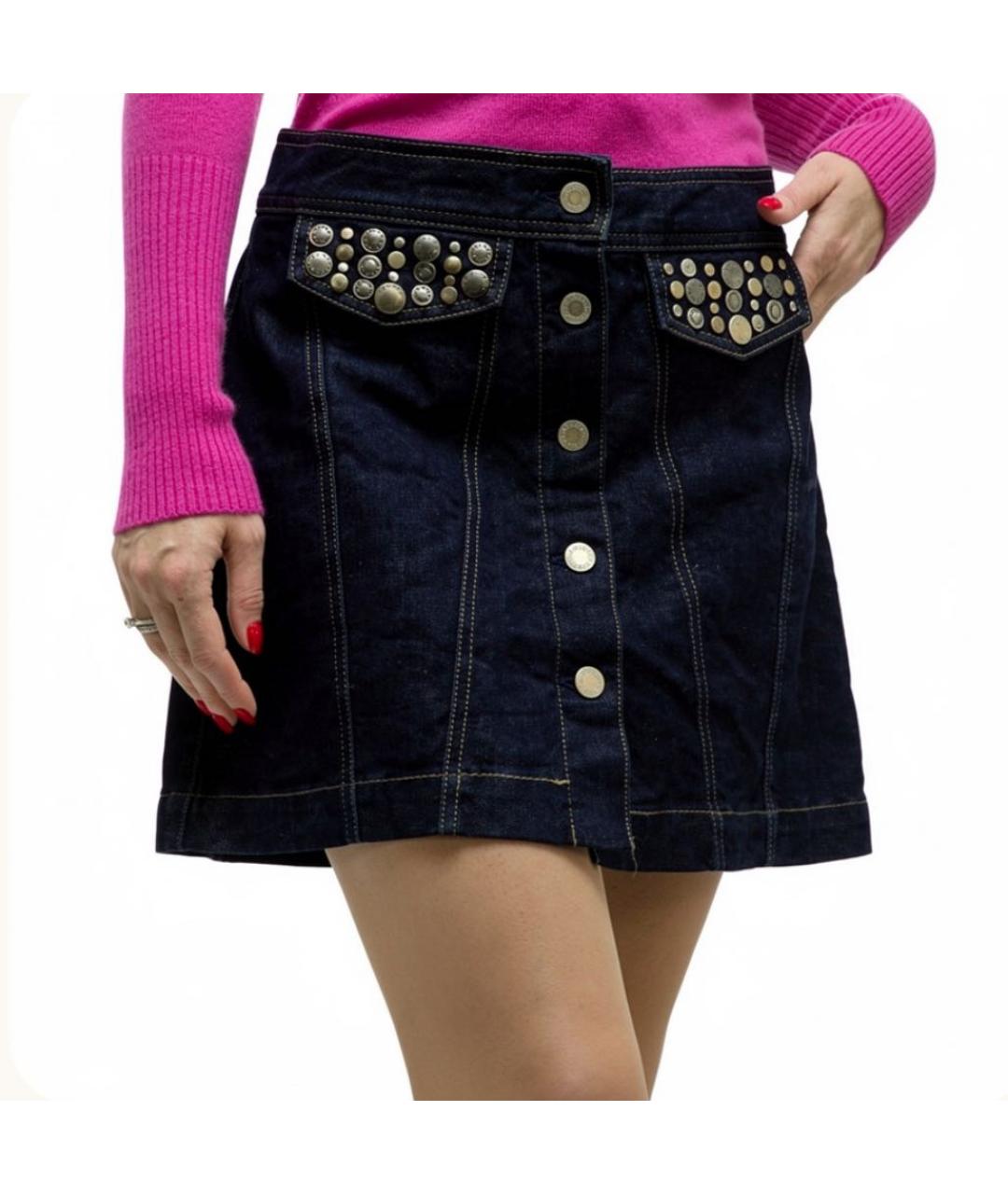 LOUIS VUITTON Темно-синяя деним юбка мини, фото 5