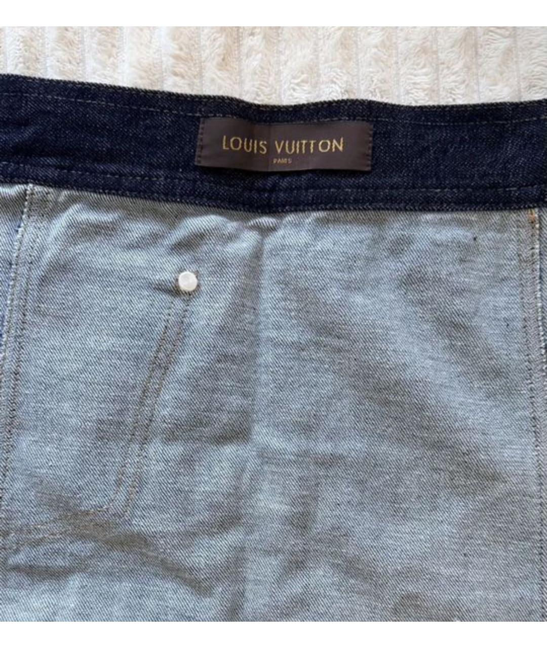LOUIS VUITTON Темно-синяя деним юбка мини, фото 3