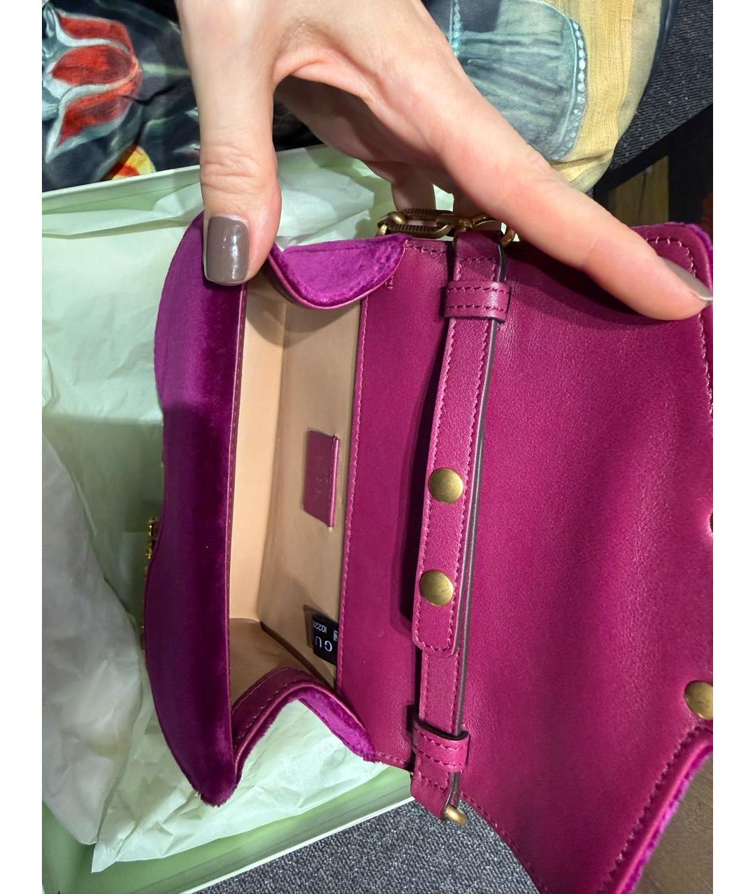 GUCCI Фиолетовая бархатная сумка через плечо, фото 4