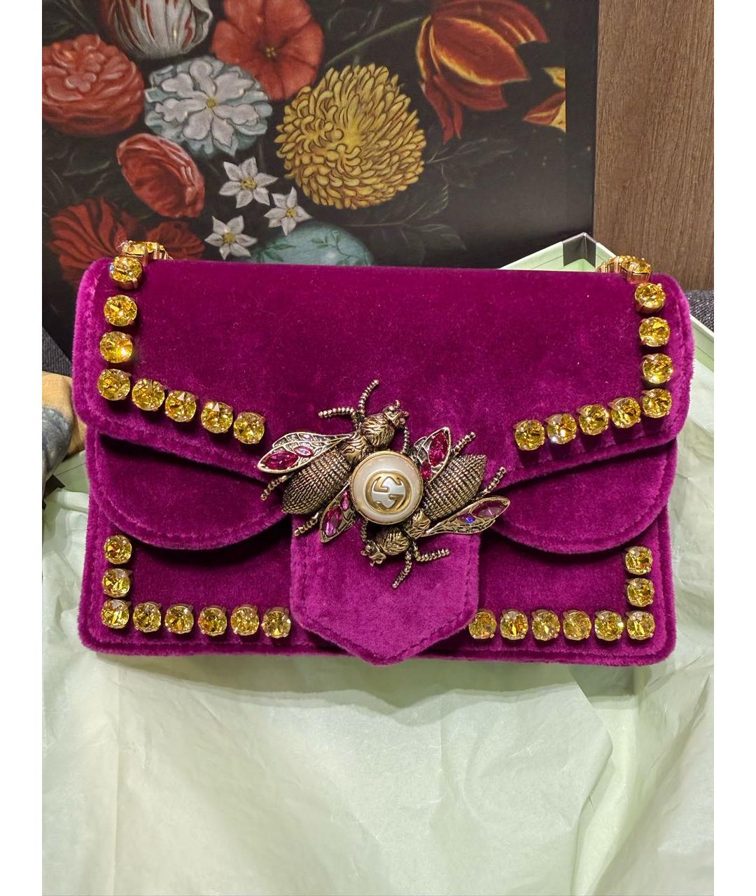 GUCCI Фиолетовая бархатная сумка через плечо, фото 6