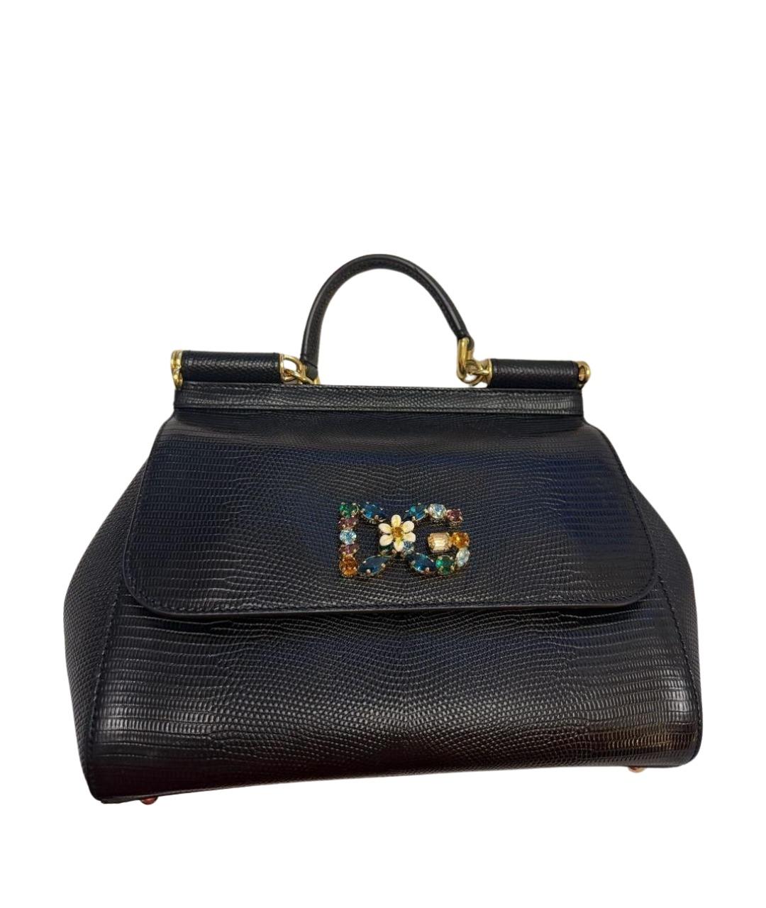 DOLCE&GABBANA Черная кожаная сумка с короткими ручками, фото 1