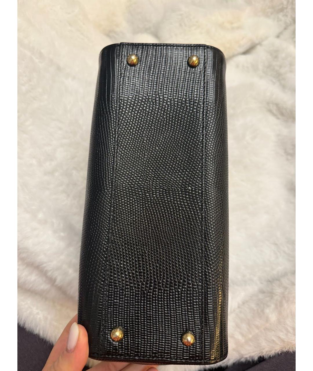 DOLCE&GABBANA Черная кожаная сумка с короткими ручками, фото 4