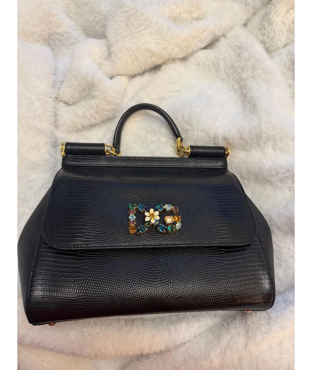 DOLCE&GABBANA Черная кожаная сумка с короткими ручками, фото 8