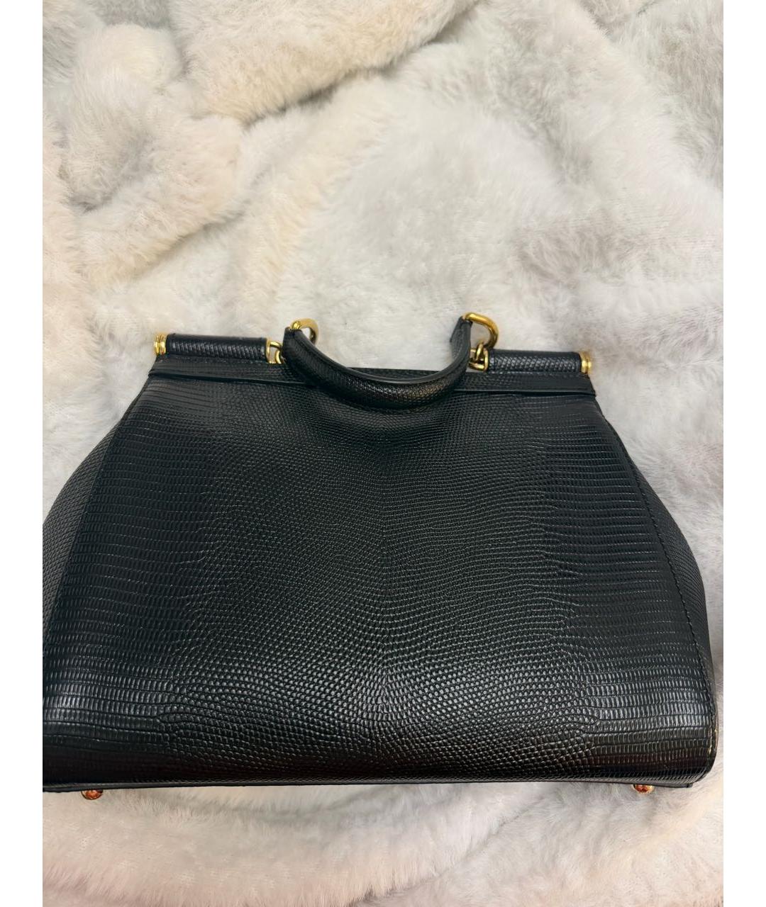 DOLCE&GABBANA Черная кожаная сумка с короткими ручками, фото 2