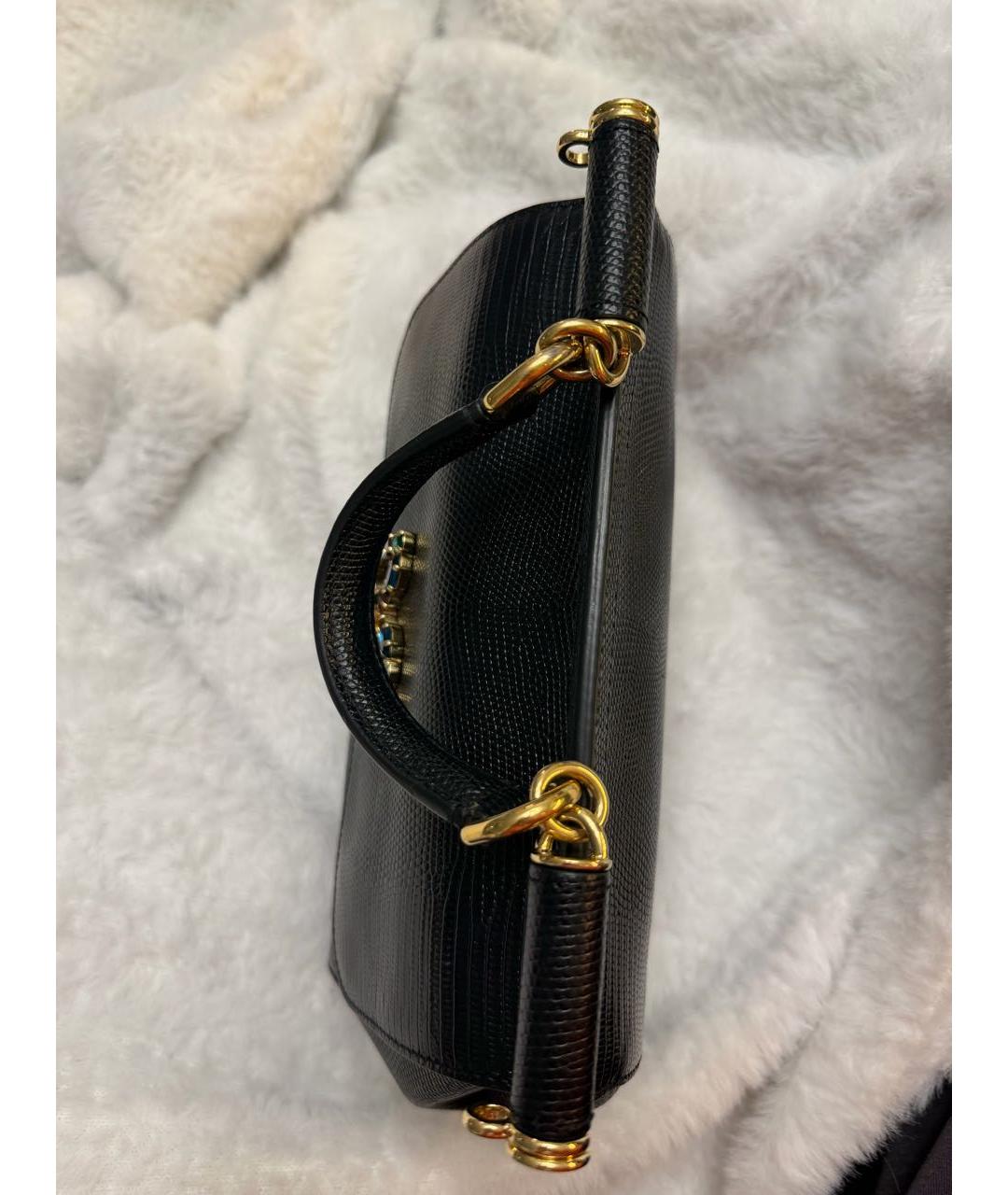 DOLCE&GABBANA Черная кожаная сумка с короткими ручками, фото 5