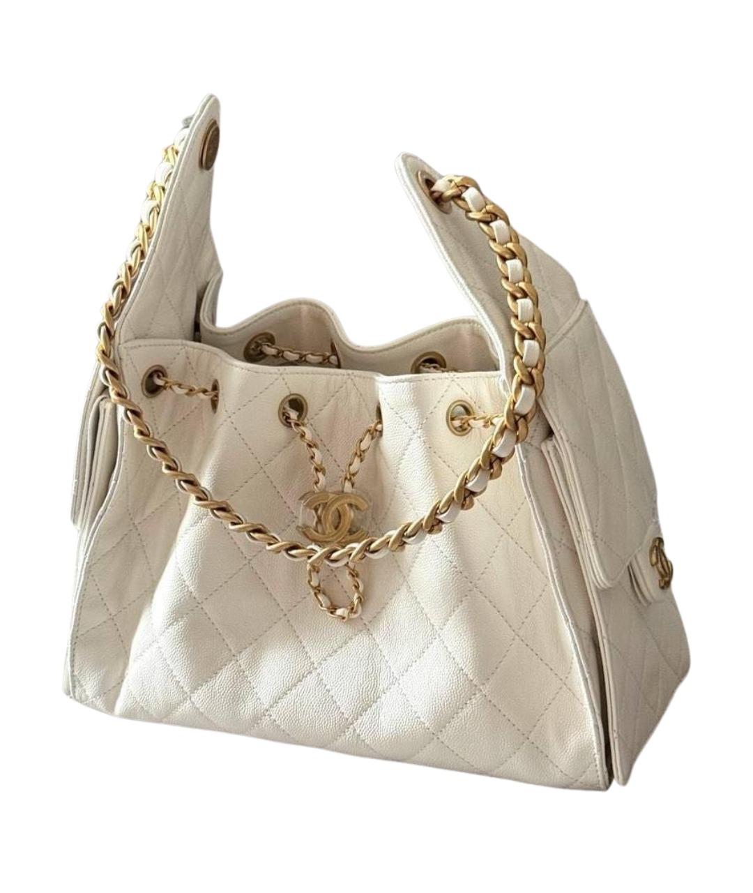 CHANEL Белая кожаная сумка тоут, фото 1