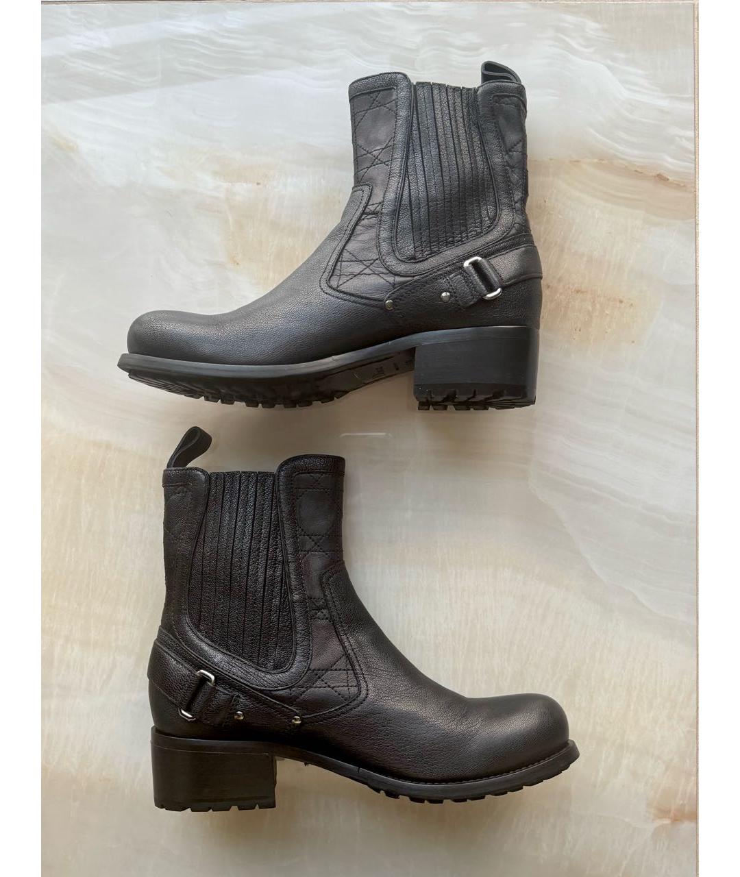 CHRISTIAN DIOR Черные кожаные полусапоги, фото 6