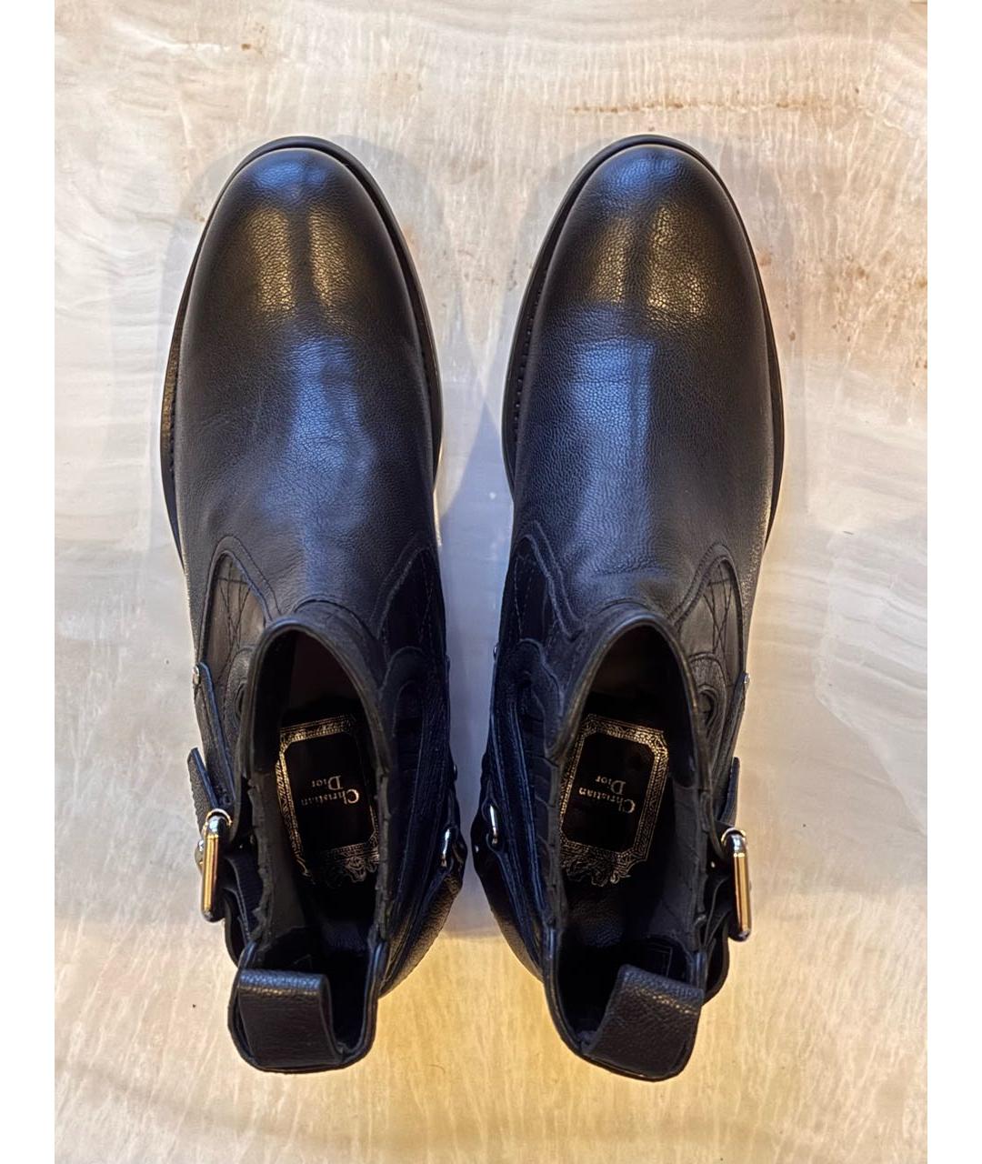 CHRISTIAN DIOR Черные кожаные полусапоги, фото 3