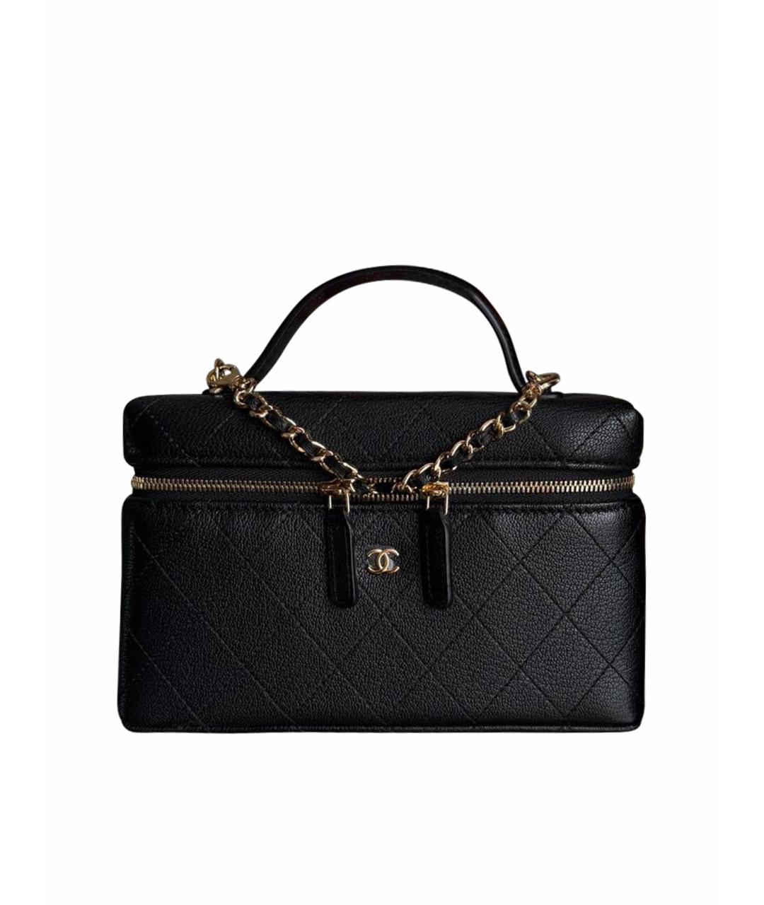 CHANEL Черная кожаная сумка с короткими ручками, фото 1