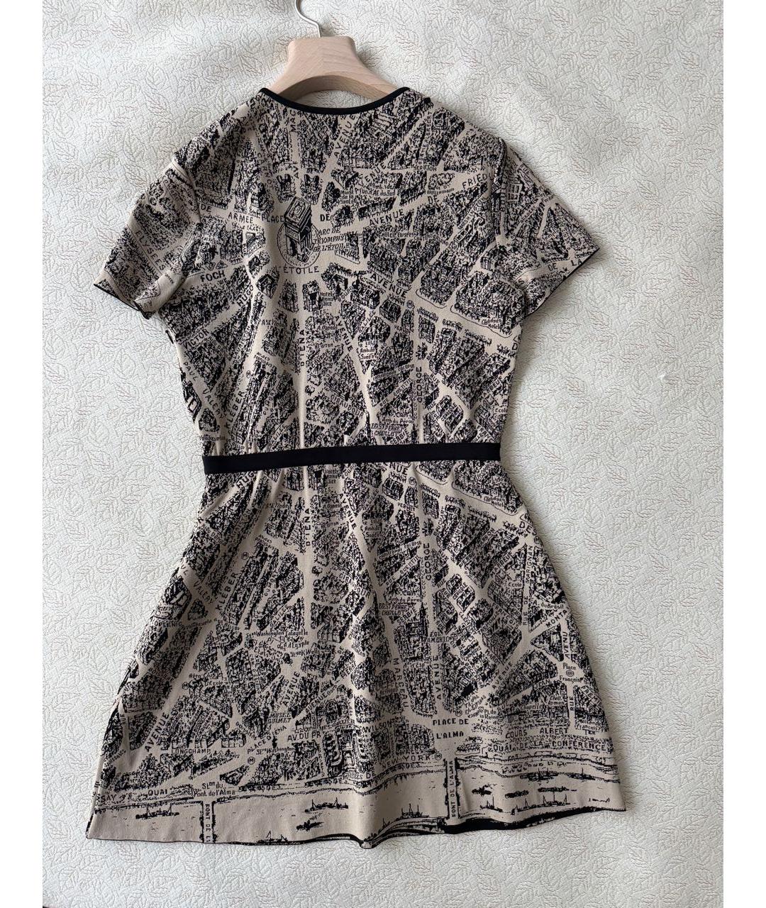 CHRISTIAN DIOR Бежевое вискозное повседневное платье, фото 2