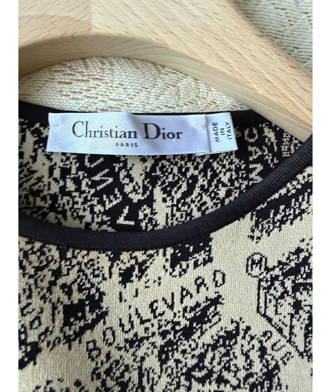 CHRISTIAN DIOR Бежевое вискозное повседневное платье, фото 3