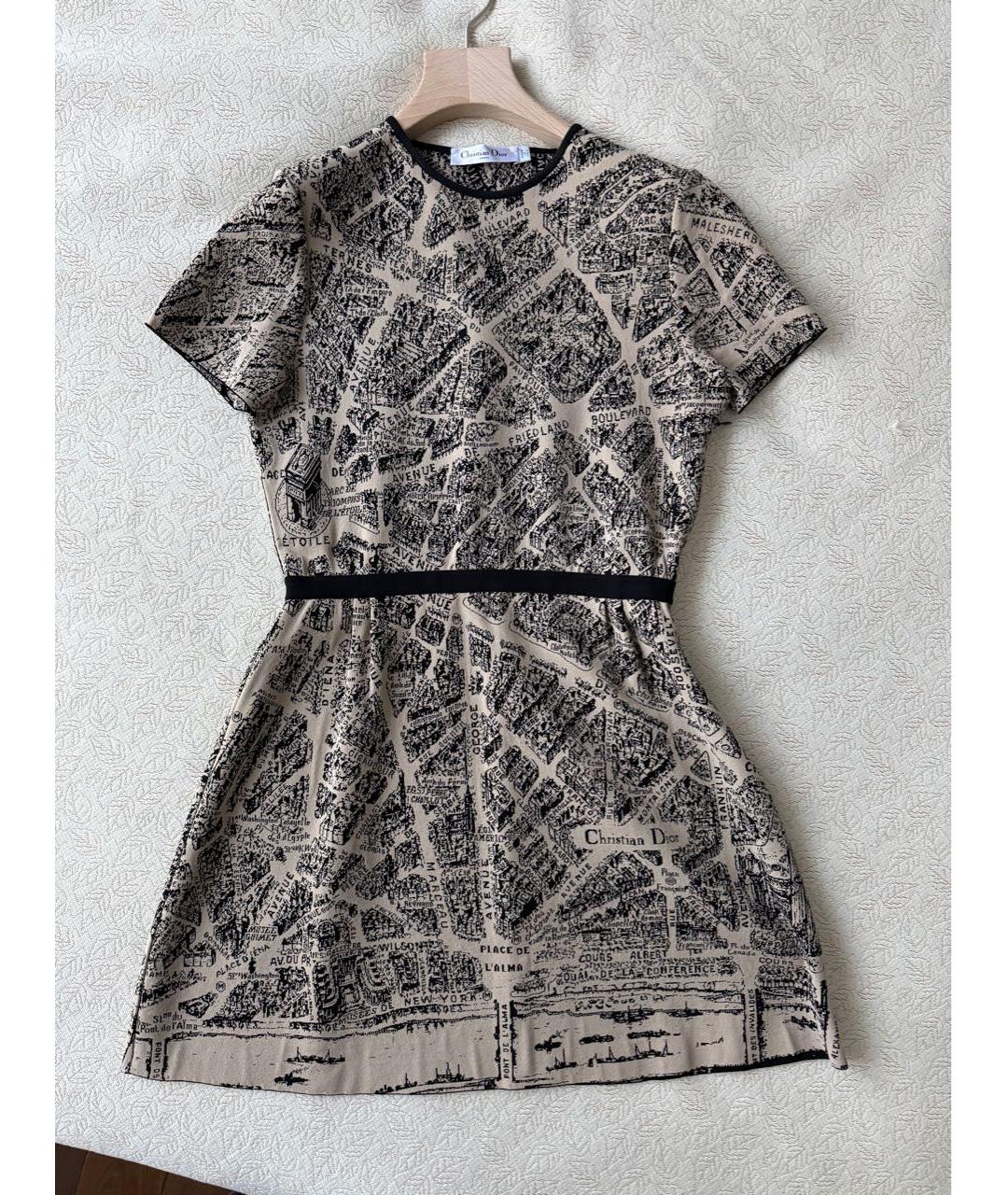 CHRISTIAN DIOR Бежевое вискозное повседневное платье, фото 5