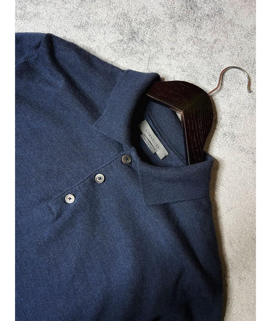 CORNELIANI Темно-синее поло с длинным рукавом, фото 4