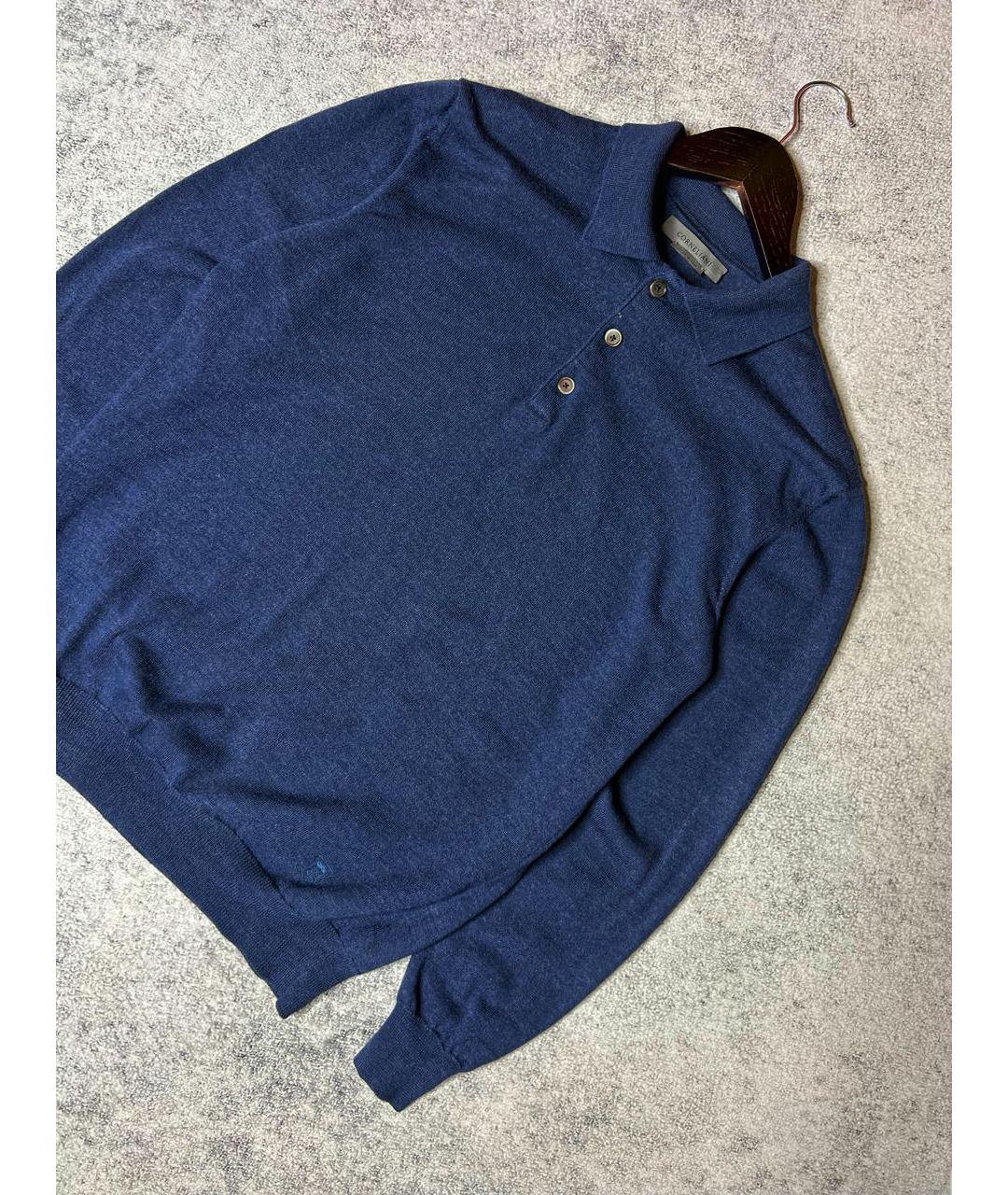 CORNELIANI Темно-синее поло с длинным рукавом, фото 3