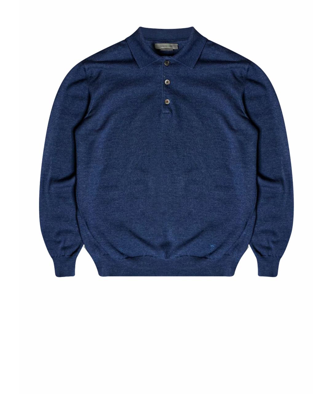 CORNELIANI Темно-синее поло с длинным рукавом, фото 1