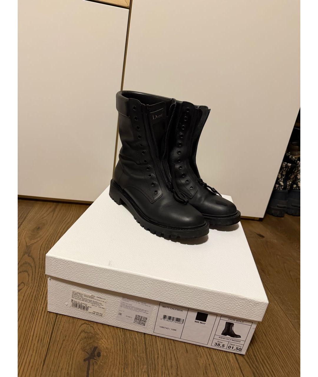 CHRISTIAN DIOR Черные кожаные полусапоги, фото 2