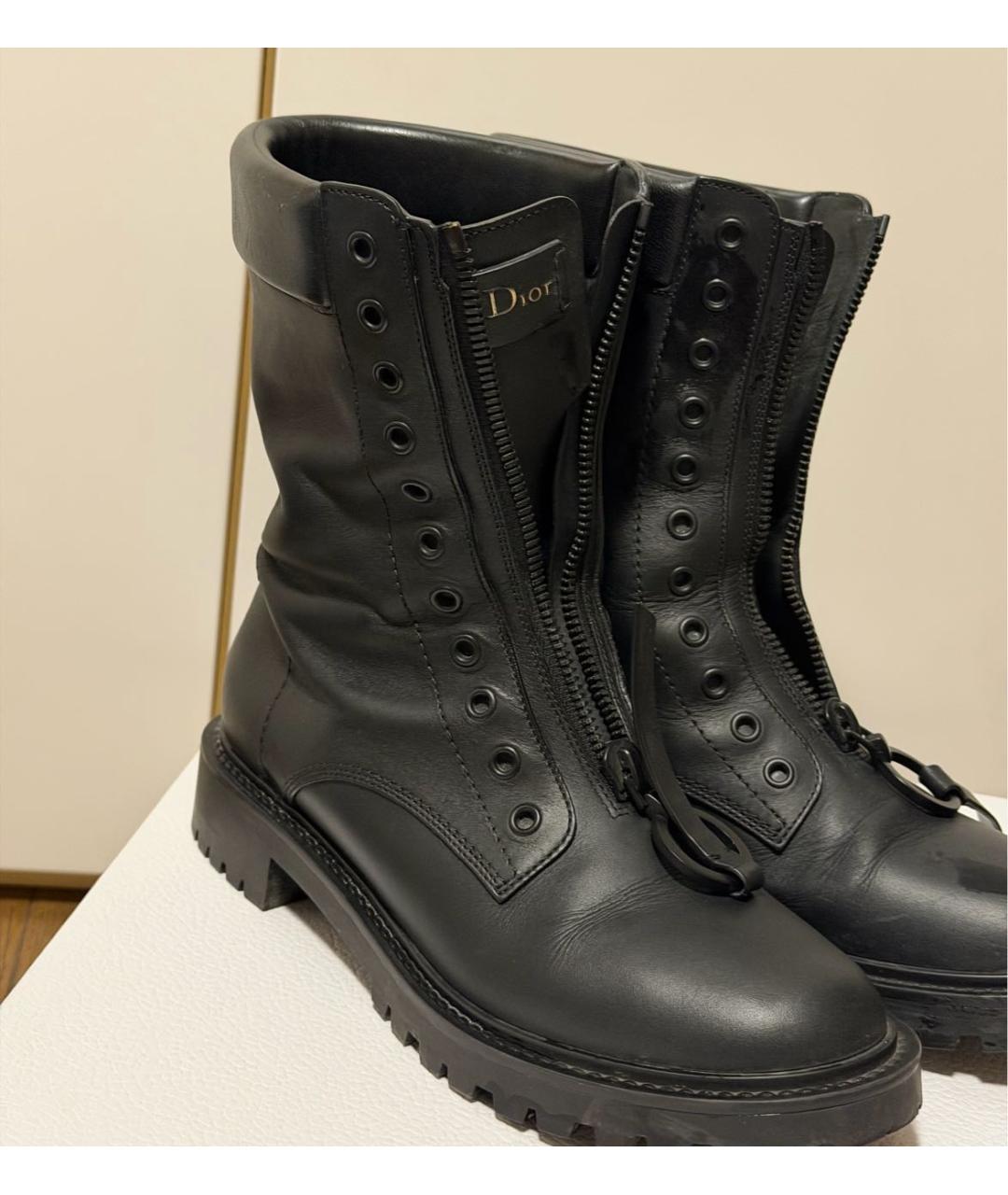 CHRISTIAN DIOR Черные кожаные полусапоги, фото 3