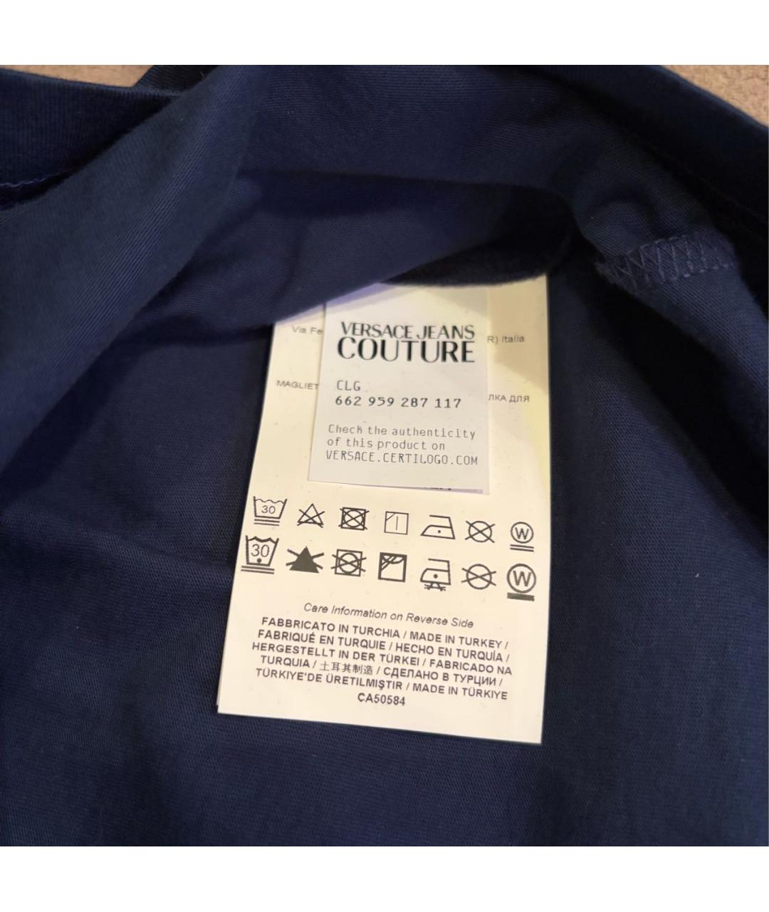 VERSACE JEANS COUTURE Синяя хлопковая футболка, фото 3
