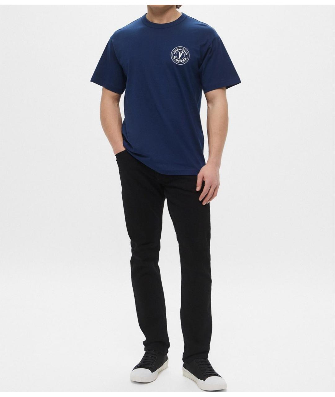 VERSACE JEANS COUTURE Синяя хлопковая футболка, фото 6