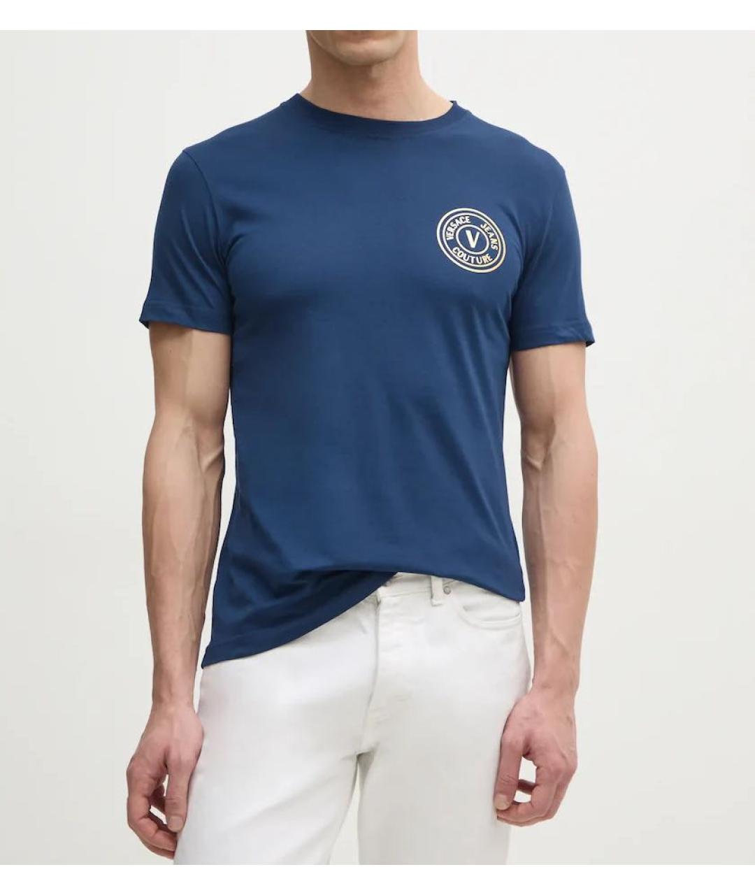 VERSACE JEANS COUTURE Синяя хлопковая футболка, фото 7