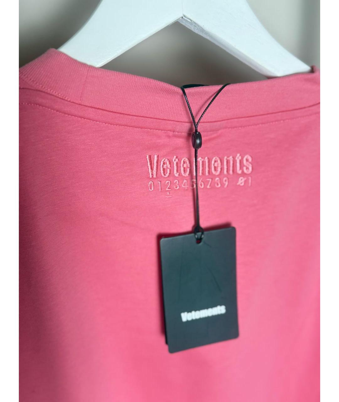 VETEMENTS Розовая хлопковая футболка, фото 2